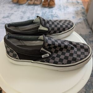 Vans Men's Black Checkered Slip-On Shoes